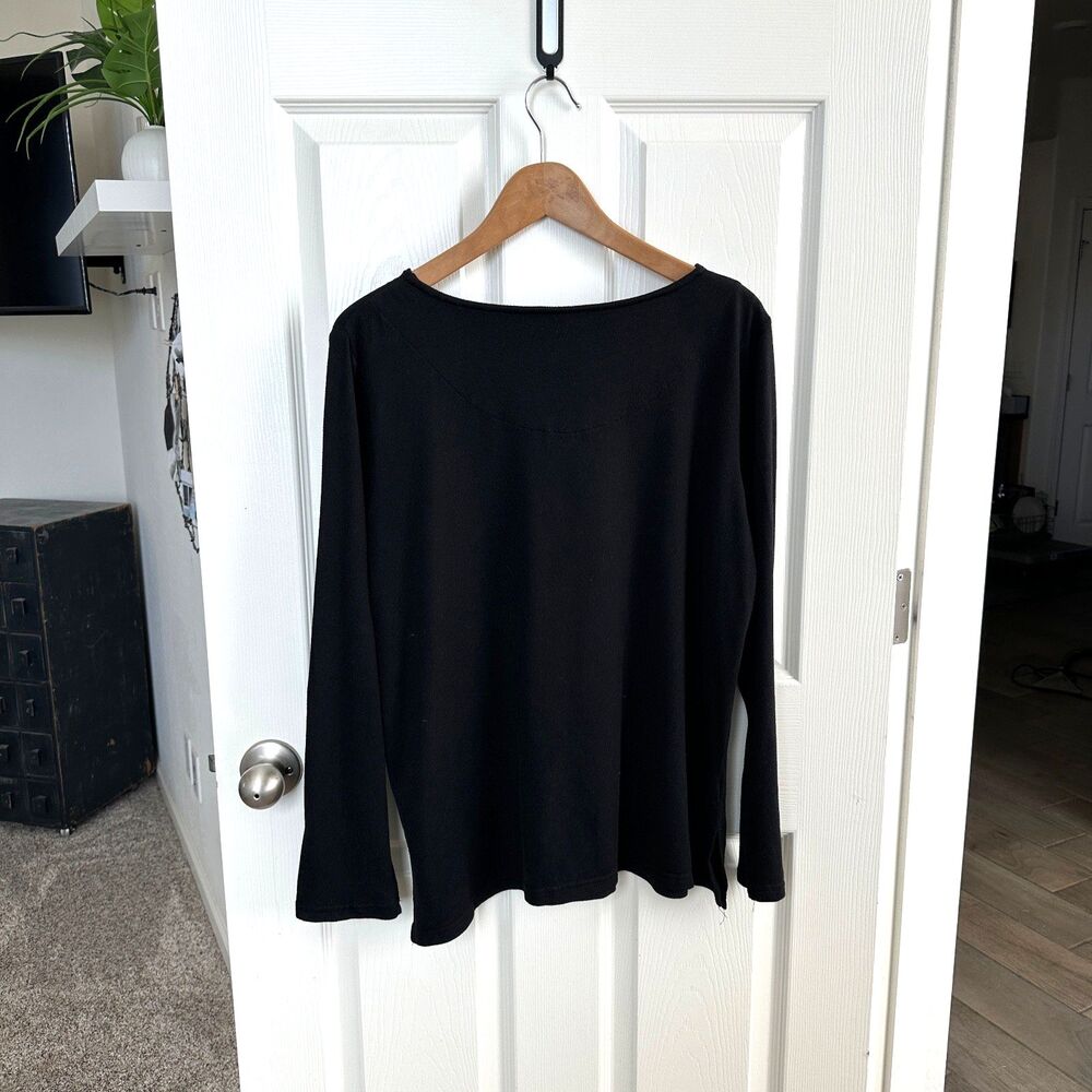 Mario Serrani Italy Women's Black Stretch Long Sleeve Top Size L Casual Wear - Picture 3 of 5